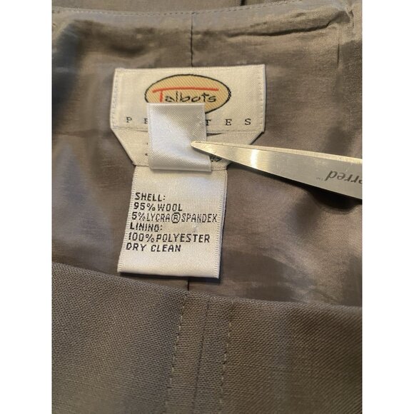 TALBOTS Women 95% Wool Career Box Pleated Skirt Lined Green Petites SZ 12 Preppy - Picture 4 of 7